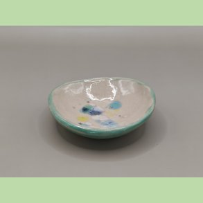 Lille sk�l - gr�n kant - med restglasur