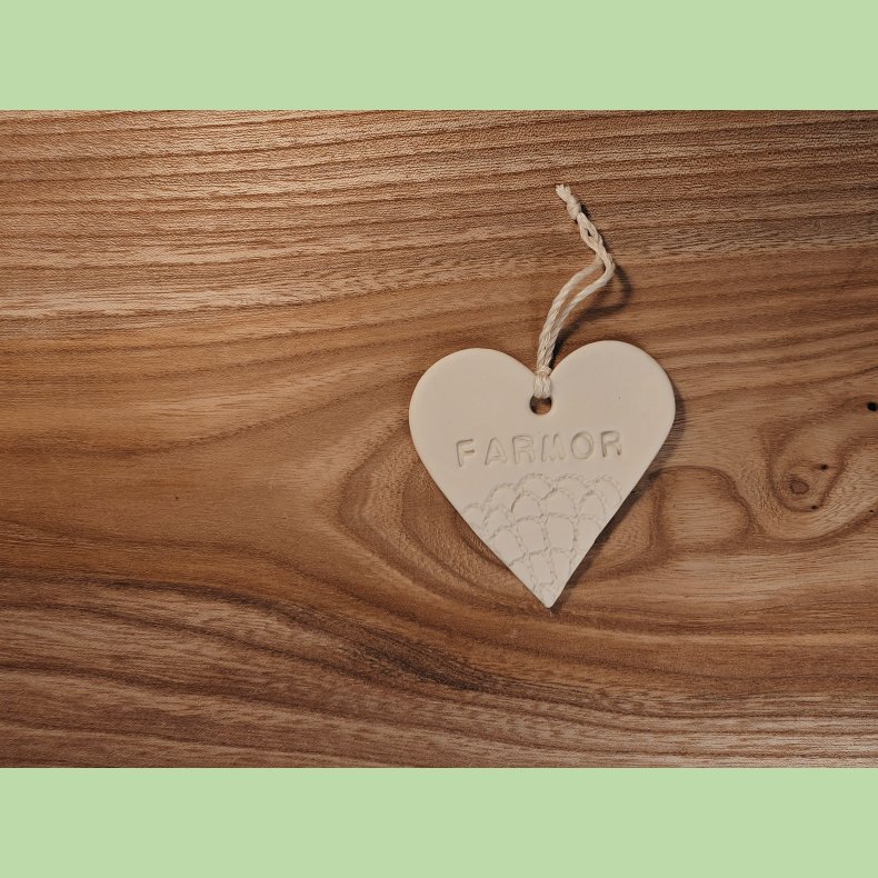 Porcel�nshjerte med tekst