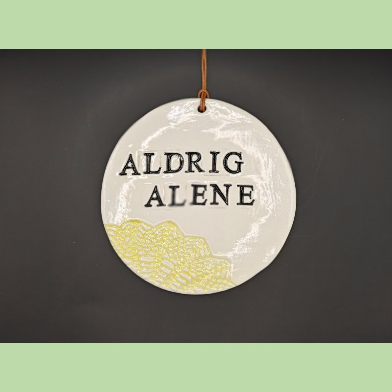 Stor platte - Aldrig alene - M�nstret - Gul