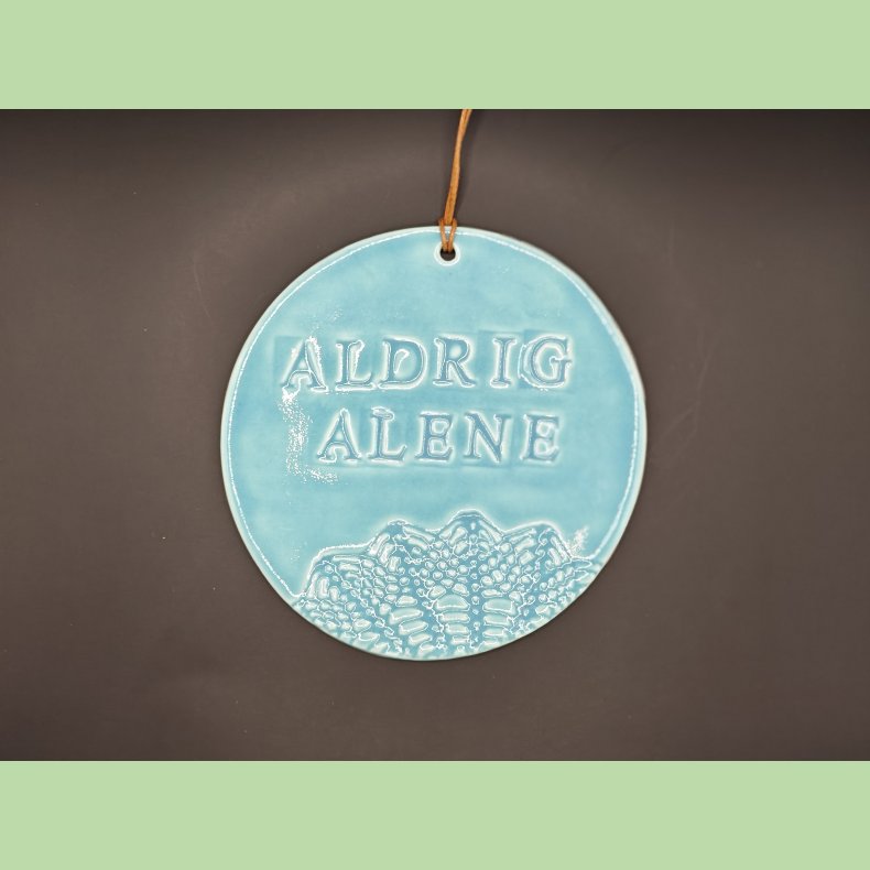 Stor platte - Aldrig alene - Turkis - Helfarvet